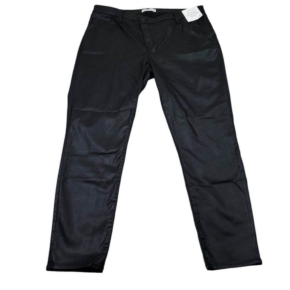 Abercrombie 22 Long 36 Super Skinny Ankle Jeans High Rise Coated Black